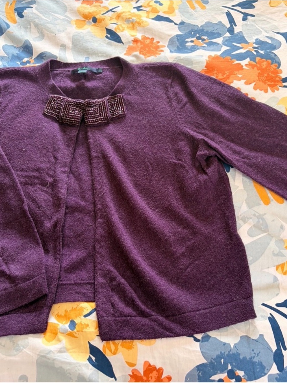 Boden Deep Purple Cropped Women's Cardigan